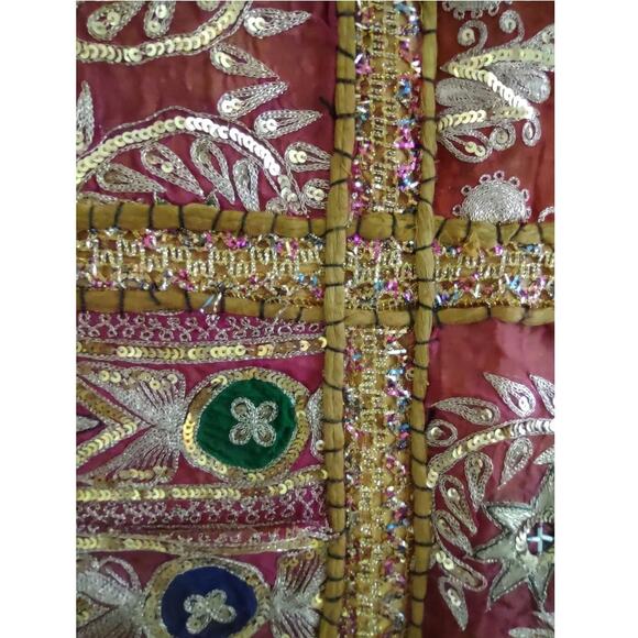 Handmade Tapestry Table Cover Quilt Sequins Embroidery Christmas Holiday Decor - Picture 11 of 15